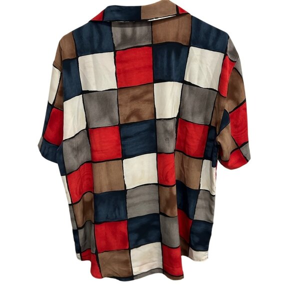 Le Caviar Color Block Short-Sleeve Button-Down Shirt Sz Medium - Picture 2 of 10